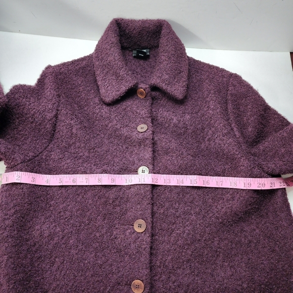 Eileen Fisher Wool Jacket Wine Boucle Medium - Picture 6 of 8
